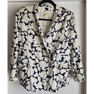 VTG Georges Rech SET Blazer Skirt Sz 40 Floral Cream Black Long Sleeve Classic